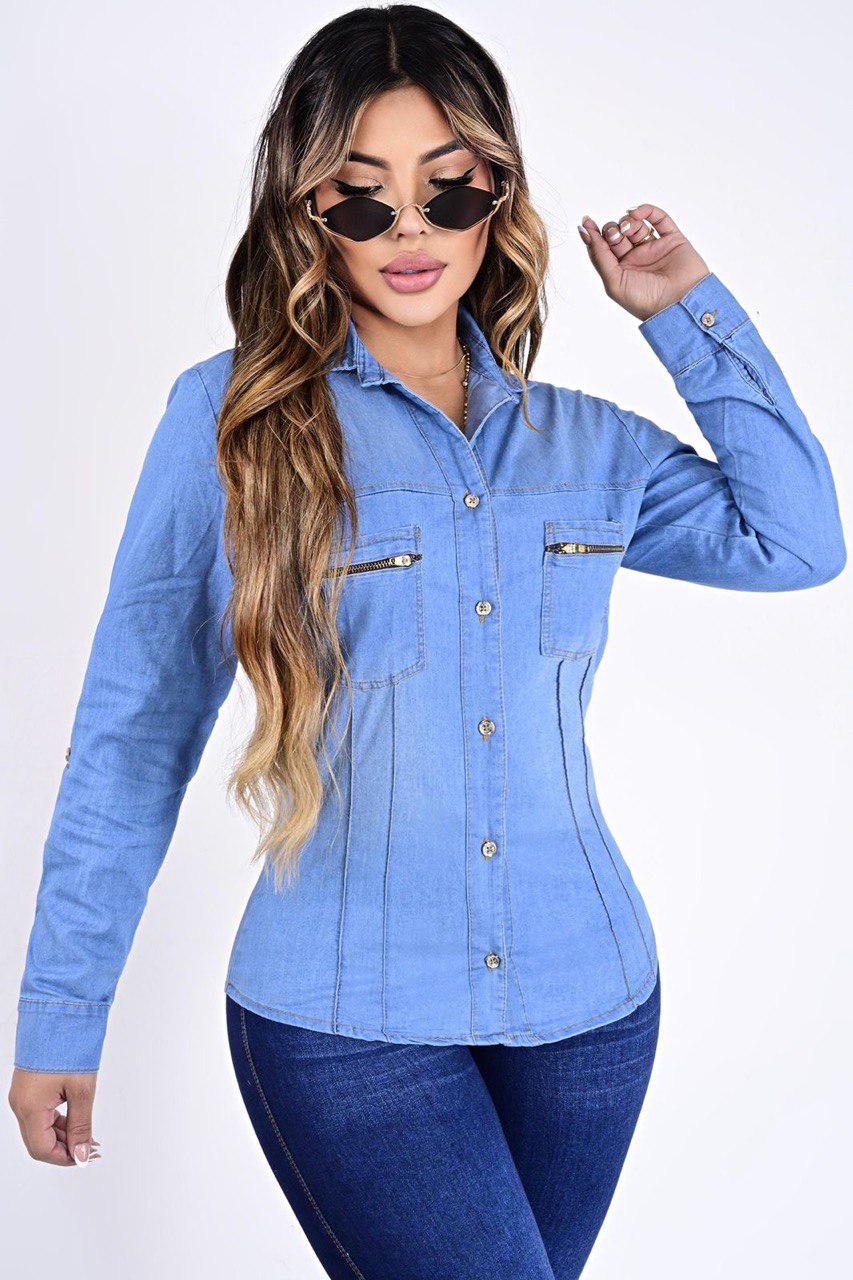 Camisa Jeans Cremallera H1671