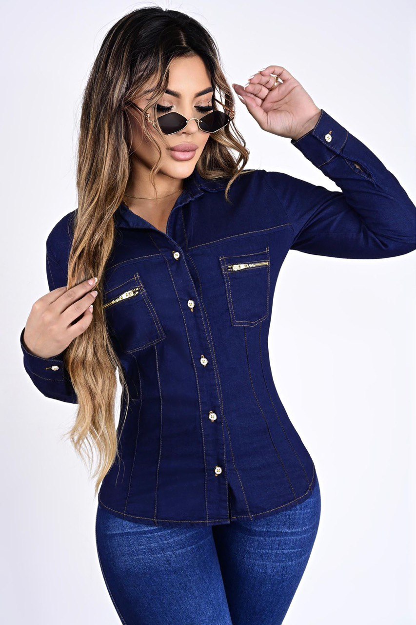 Camisa Jeans Cremallera H1671